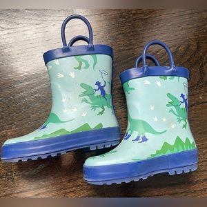 Size 7 dinosaur/cowboy toddler rain boots